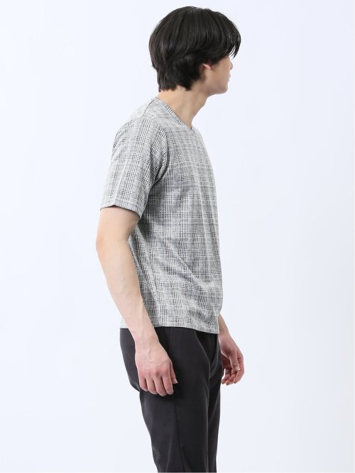 千鳥ジャガード Vネック半袖Tシャツ