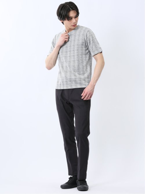 千鳥ジャガード Vネック半袖Tシャツ