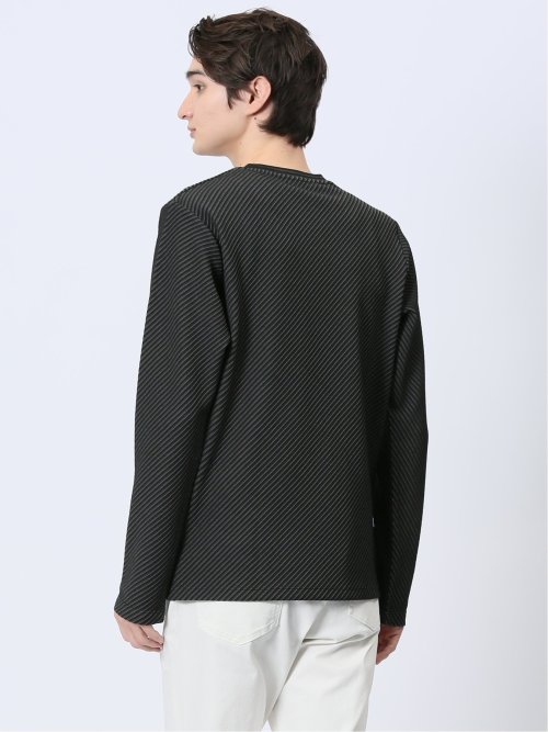 バイアスジャガード Vネック長袖Tシャツ