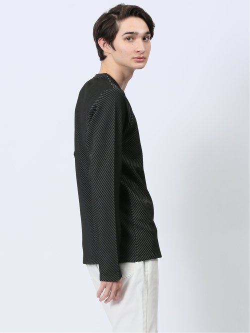バイアスジャガード Vネック長袖Tシャツ