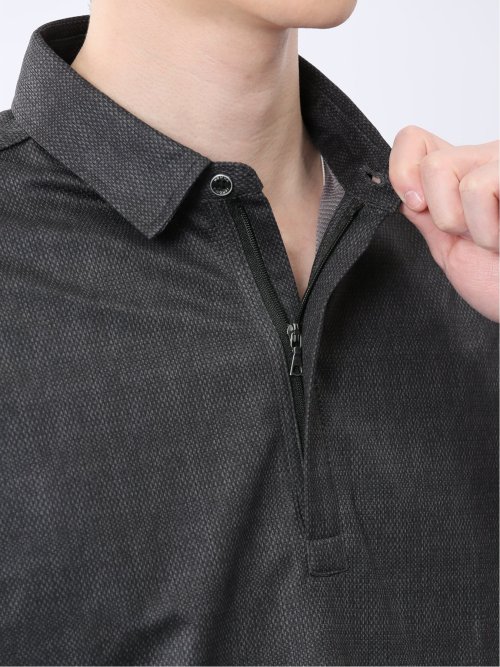 ファスナー使い 半袖ポロシャツ