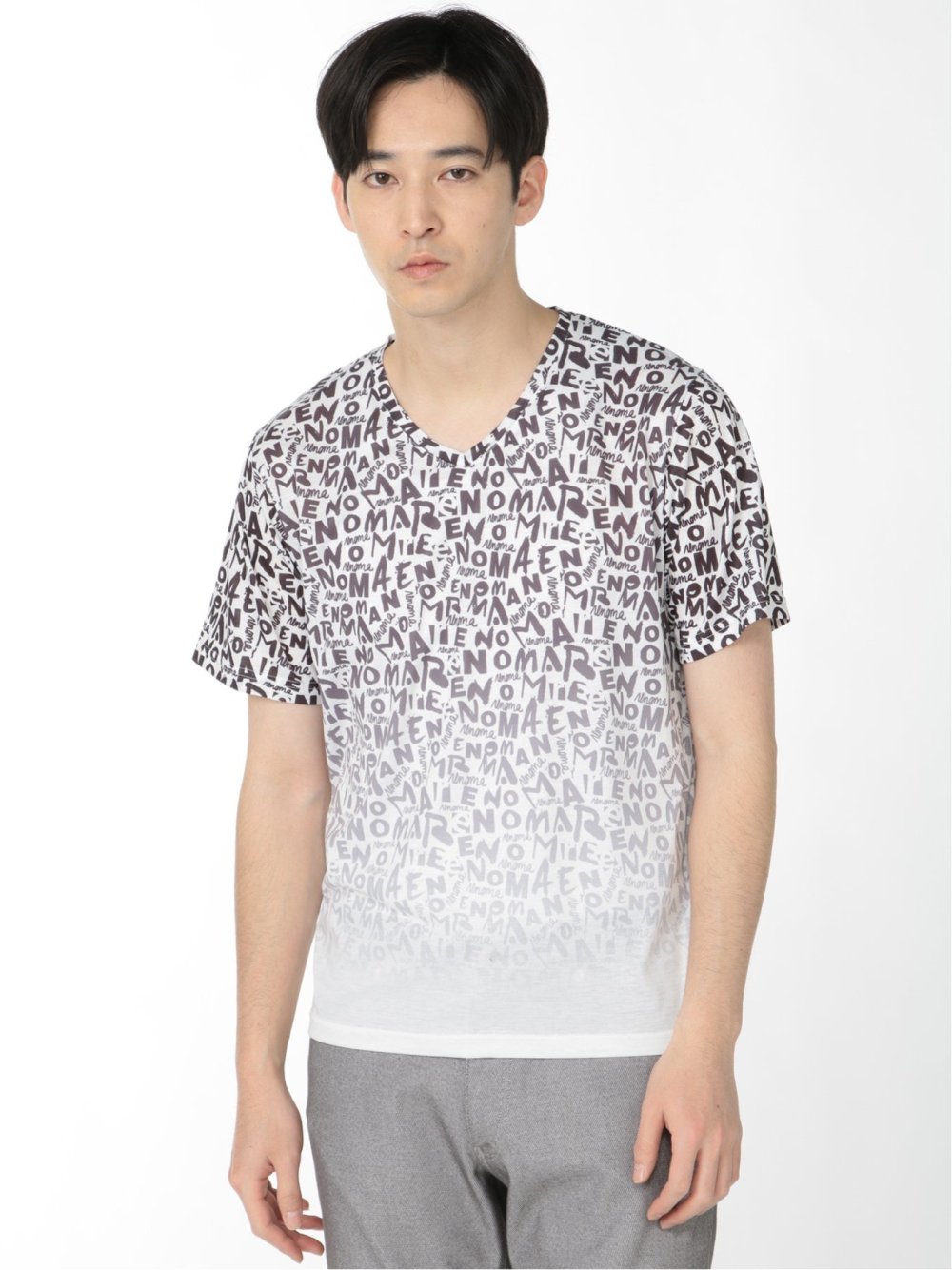 転写グラデーション Vネック半袖Tシャツ