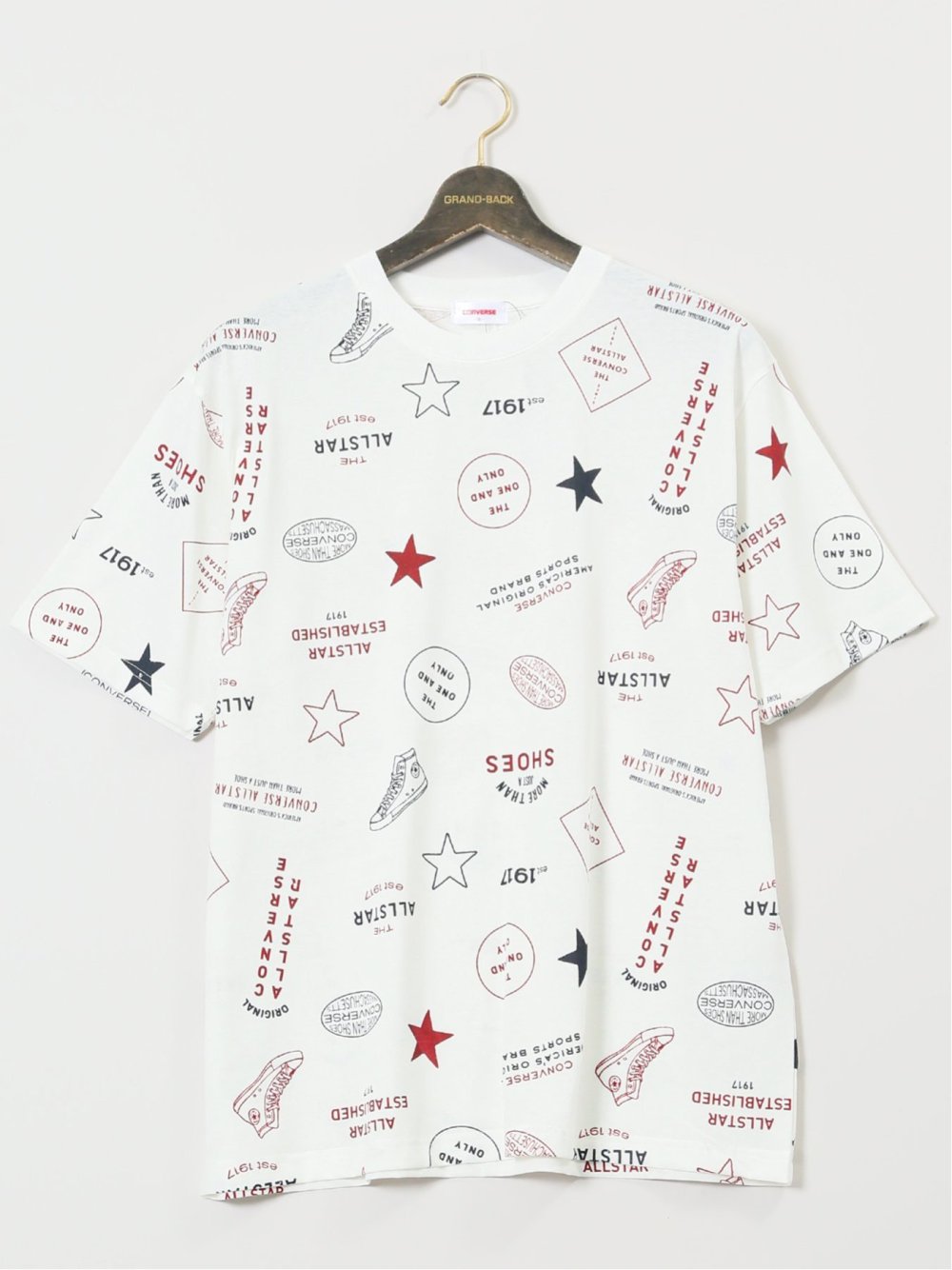 【大きいサイズ】コンバース/CONVERSE 総柄 クルーネック半袖Ｔシャツ