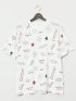 【大きいサイズ】コンバース/CONVERSE 総柄 クルーネック半袖Ｔシャツ