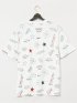 【大きいサイズ】コンバース/CONVERSE 総柄 クルーネック半袖Ｔシャツ