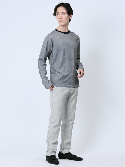 コードレーンタックボーダー クルーネック長袖Tシャツ