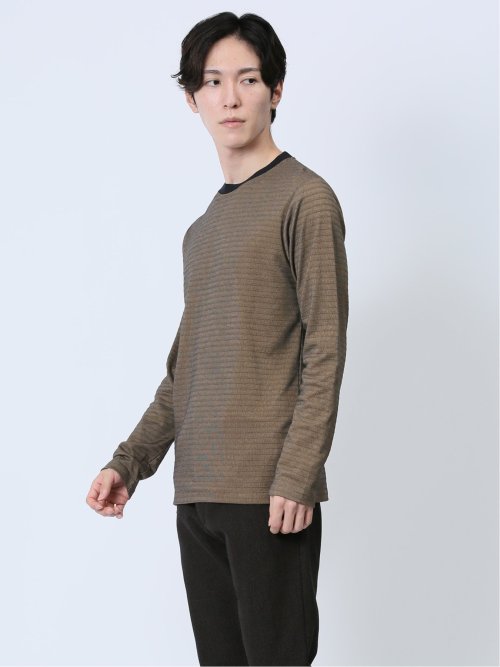コードレーンタックボーダー クルーネック長袖Tシャツ