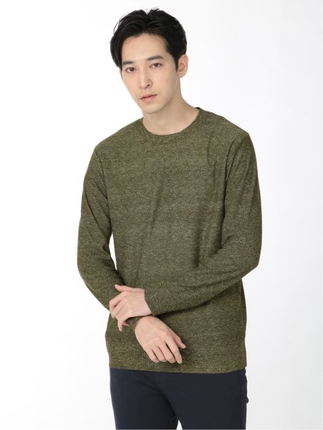 メランジニット クルーネック長袖Tシャツ