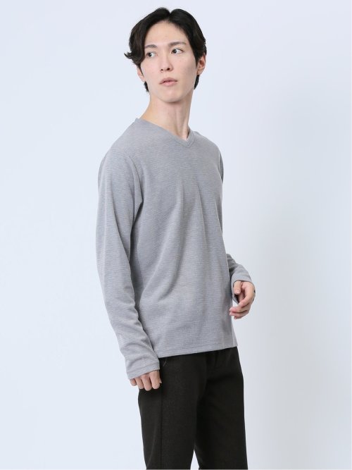 引き揃え杢 Vネック長袖Tシャツ
