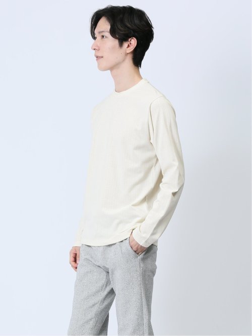 ヘリンボンジャガード クルーネック長袖Tシャツ
