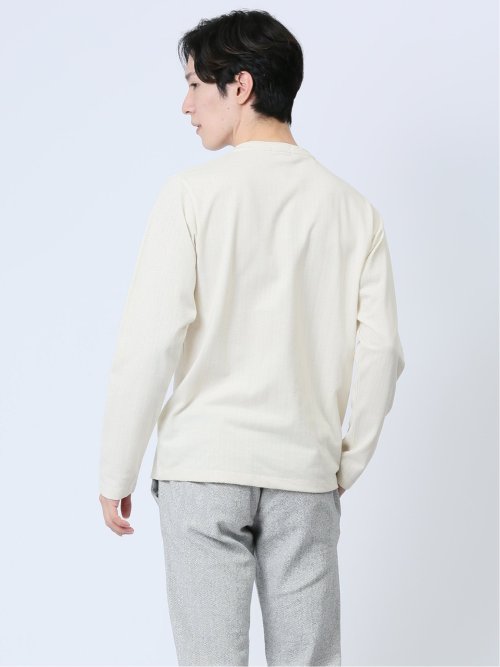 ヘリンボンジャガード クルーネック長袖Tシャツ