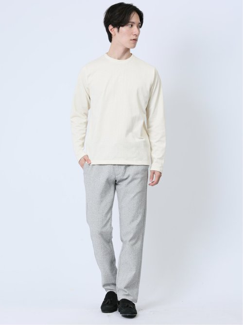ヘリンボンジャガード クルーネック長袖Tシャツ