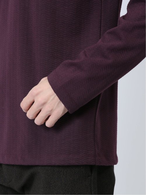 ヘリンボンジャガード クルーネック長袖Tシャツ