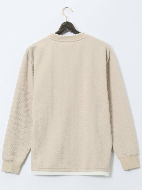 【大きいサイズ】コンバース/CONVERSE ストレッチ ふくれジャガード クルー長袖プルオーバー