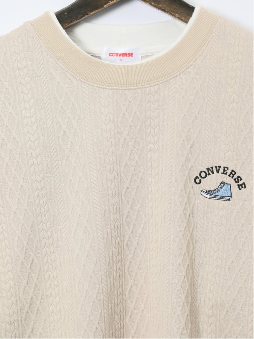 【大きいサイズ】コンバース/CONVERSE ストレッチ ふくれジャガード クルー長袖プルオーバー