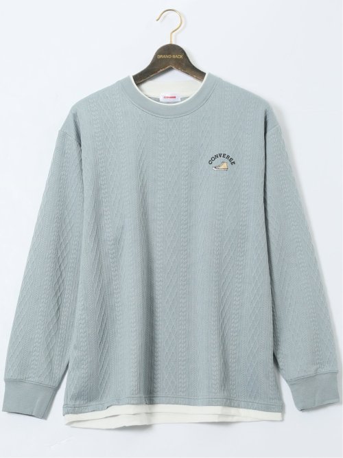 【大きいサイズ】コンバース/CONVERSE ストレッチ ふくれジャガード クルー長袖プルオーバー