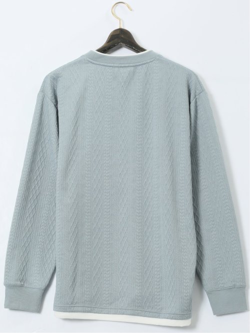 【大きいサイズ】コンバース/CONVERSE ストレッチ ふくれジャガード クルー長袖プルオーバー