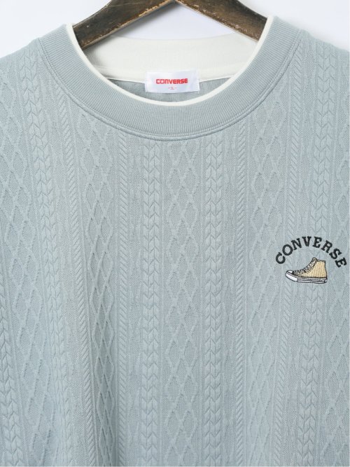 【大きいサイズ】コンバース/CONVERSE ストレッチ ふくれジャガード クルー長袖プルオーバー