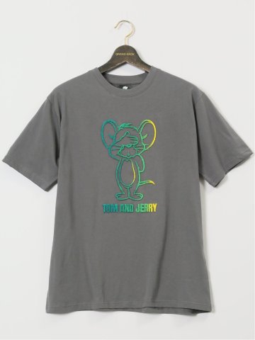 【大きいサイズ】トムとジェリー 刺繍/エンボス クルーネック半袖Ｔシャツ