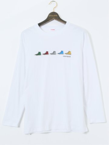 【大きいサイズ】コンバース/CONVERSE シューズ刺繍 クルーネック長袖Ｔシャツ