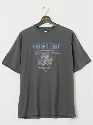 【大きいサイズ】トムとジェリー ピグメント風プリント クルーネック半袖Ｔシャツ