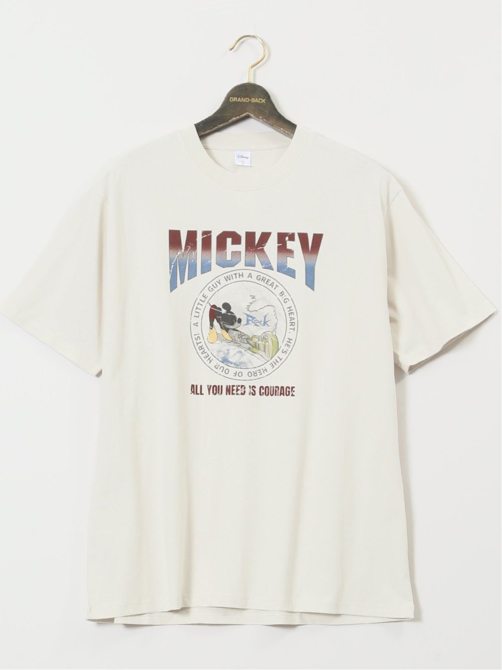 【大きいサイズ】ミッキーマウス ピグメント風プリント クルーネック半袖Ｔシャツ