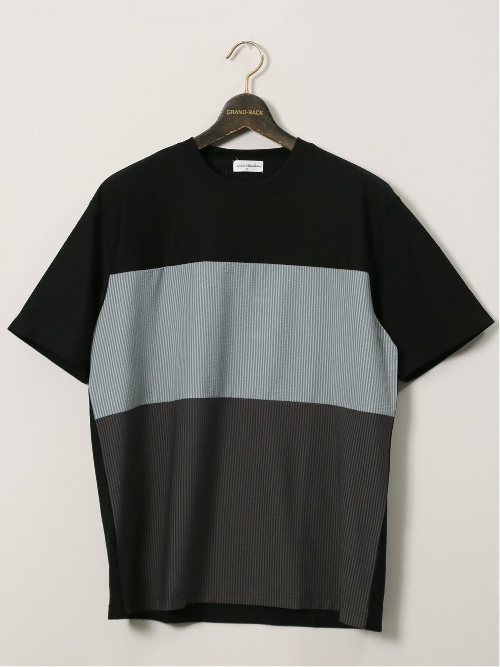 【大きいサイズ】ルイシャブロン/LOUIS CHAVLON パネル切替 クルーネック半袖Tシャツ