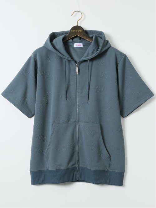 【大きいサイズ】コンバース/CONVERSE ストレッチ ふくれジャガード 半袖パーカー