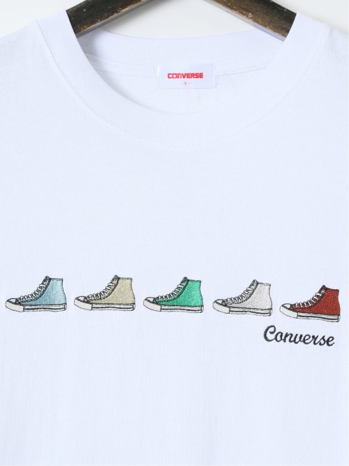 【大きいサイズ】コンバース/CONVERSE シューズ刺繍 クルーネック半袖Ｔシャツ