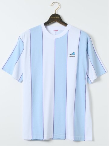 【大きいサイズ】コンバース/CONVERSE 綿混 ストライプ柄 クルーネック半袖Ｔシャツ