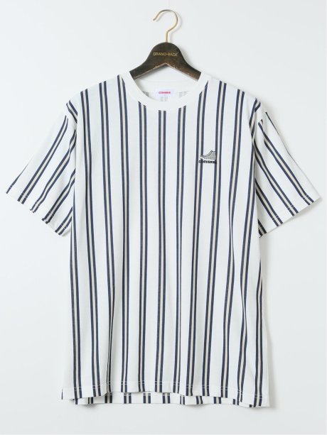 【大きいサイズ】コンバース/CONVERSE 綿混 ストライプ柄 クルーネック半袖Ｔシャツ