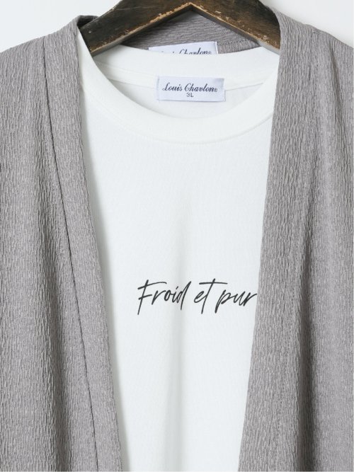 【大きいサイズ】ルイシャブロン/LOUIS CHAVLON 7分袖カーディガン&半袖Ｔシャツ アンサンブル