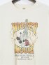 【大きいサイズ】ミッキーマウス ピグメント風プリント クルーネック長袖Ｔシャツ