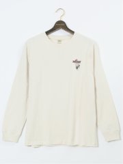 【大きいサイズ】ミッキーマウス ピグメント風プリント クルーネック長袖Ｔシャツ