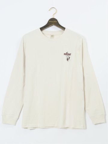 【大きいサイズ】ミッキーマウス ピグメント風プリント クルーネック長袖Ｔシャツ