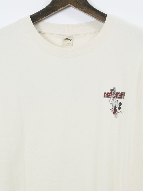【大きいサイズ】ミッキーマウス ピグメント風プリント クルーネック長袖Ｔシャツ