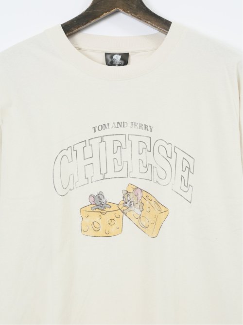 【大きいサイズ】トムとジェリー ピグメント風プリント クルーネック長袖Ｔシャツ