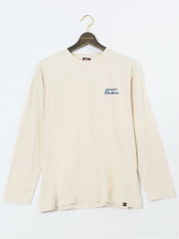 【大きいサイズ】ジュニュイン ディッキーズ/Genuine Dickies パウダーブリーチ加工プリント クルーネック長袖Ｔシャツ