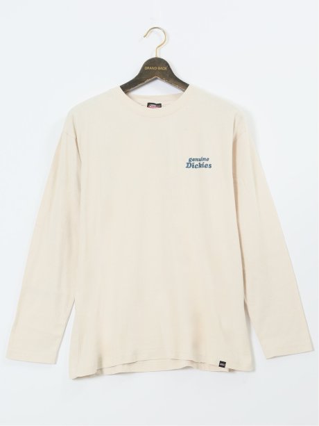 【大きいサイズ】ジュニュイン ディッキーズ/Genuine Dickies パウダーブリーチ加工プリント クルーネック長袖Ｔシャツ