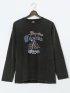 【大きいサイズ】ジュニュイン ディッキーズ/Genuine Dickies パウダーブリーチ加工プリント クルーネック長袖Ｔシャツ