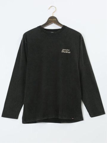 【大きいサイズ】ジュニュイン ディッキーズ/Genuine Dickies パウダーブリーチ加工プリント クルーネック長袖Ｔシャツ