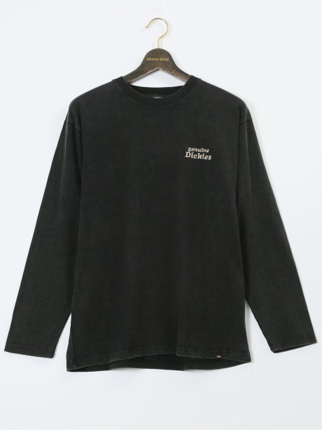 【大きいサイズ】ジュニュイン ディッキーズ/Genuine Dickies パウダーブリーチ加工プリント クルーネック長袖Ｔシャツ
