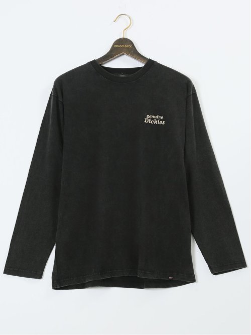 【大きいサイズ】ジュニュイン ディッキーズ/Genuine Dickies パウダーブリーチ加工プリント クルーネック長袖Ｔシャツ