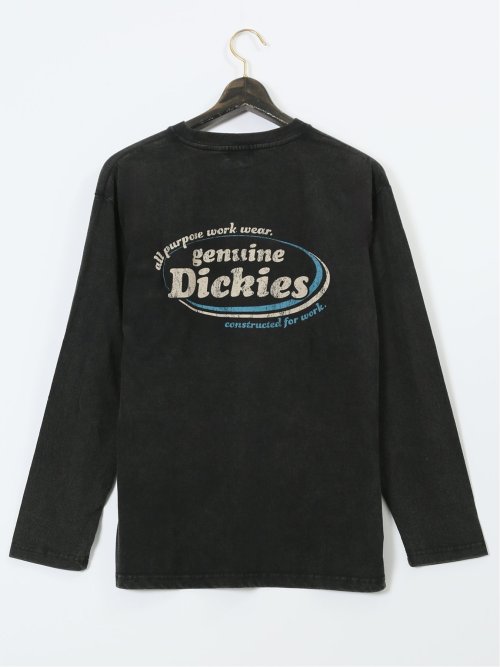 【大きいサイズ】ジュニュイン ディッキーズ/Genuine Dickies パウダーブリーチ加工プリント クルーネック長袖Ｔシャツ