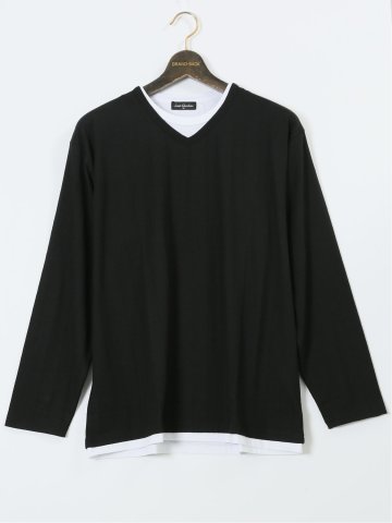 【大きいサイズ】ルイシャブロン/LOUIS CHAVLON ふくれジャガードストライプ 長袖Tシャツ