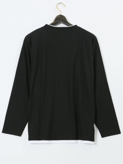 【大きいサイズ】ルイシャブロン/LOUIS CHAVLON ふくれジャガードストライプ 長袖Tシャツ