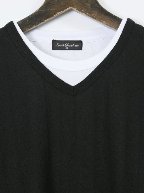 【大きいサイズ】ルイシャブロン/LOUIS CHAVLON ふくれジャガードストライプ 長袖Tシャツ