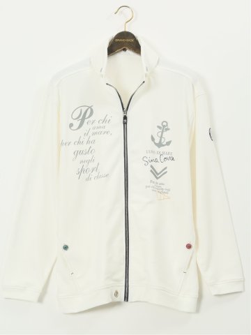 【大きいサイズ】シナコバ/SINA COVA 綿混 マリンプリント トラックジャケット