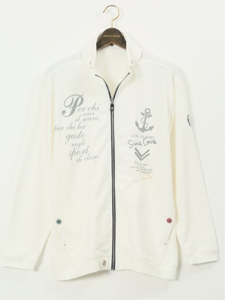 【大きいサイズ】シナコバ/SINA COVA 綿混 マリンプリント トラックジャケット