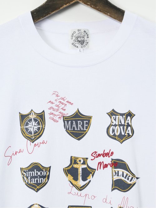 【大きいサイズ】シナコバ/SINA COVA 綿天竺 ワッペン柄 クルー 半袖 Tシャツ